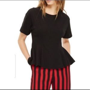 Topshop Peplum waist black Tee US8